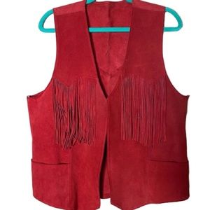 Real leather fringe red vest. Good quality nwnt